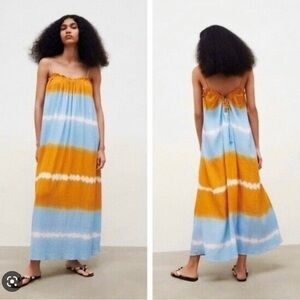 Zara tie dye gauze Flowy maxi dress